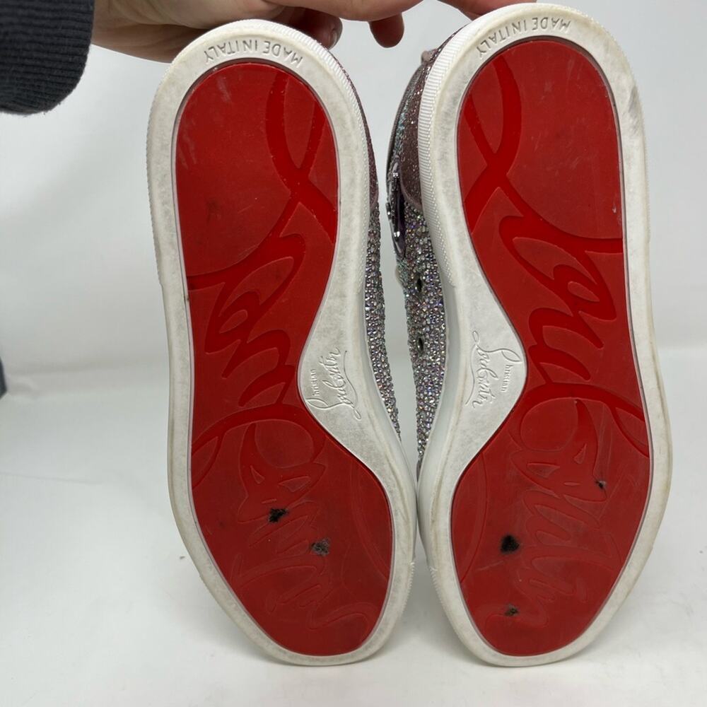 Christian Louboutin Louis Strass High Top Sneakers Size 38.5 US 8.5 Pink Crystal - Picture 6 of 8